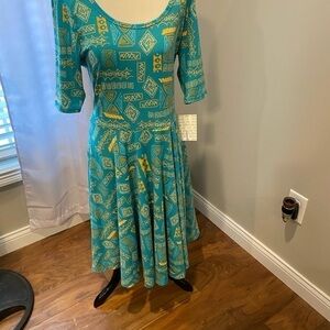 Patterned Teal and Yellow Dress from LulaRoe